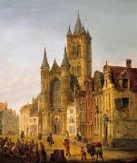 unknow artist Gent. Blick auf St. Bavo im Herzen der Altstadt oil painting picture wholesale